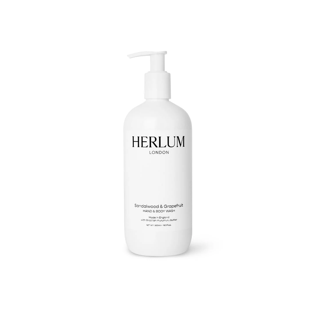 Herlum Hand & Body Wash - Luxury Formula with Murumuru Butter, Hydrates & Nourishes Skin, For Women & Men, Vegan, Palm Oil-Free, Refreshing Grapefruit & Sandalwood Scent, 500ml – Made in the UK