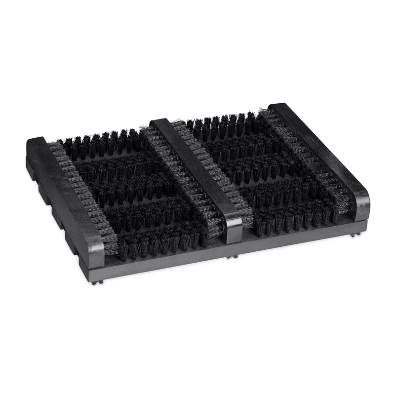 Relaxdays Shoe Scraper, Non-Slip Base, Sturdy Plastic Bristles, Hallway Dirt Trapper, Wood, HWD: 5.5 x 36 x 26 cm, Black