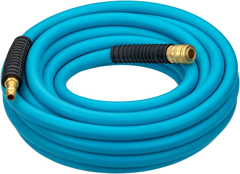HAZET Compressed Air Hose 9040N-1020, 20 m Length, 10 mm Diameter, with Quick Coupling and Connection Nipple, Kink Protection on Both Sides, Burst Pressure 60 Bar, in Hazet Light Blue