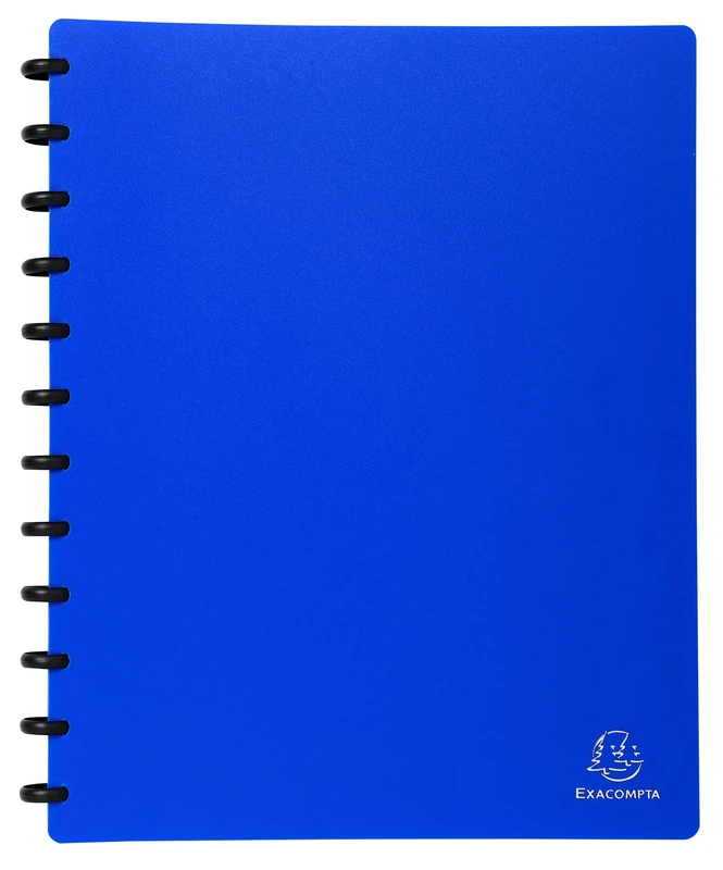 Exacompta - Ref 86362E - Box of 4 Removable Ring Binders with 30 Removable Grained Pockets - 60 Views - for A4 - Size 24.5 x 31 cm - Opaque Hard Cover - Color Blue