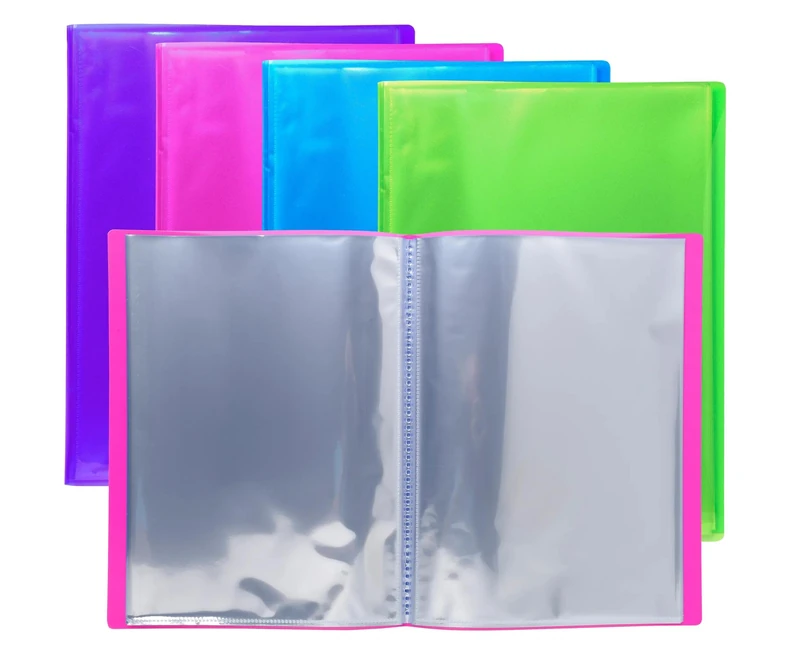 Exacompta - Ref 86770E - Box of 3 packs of 4 Iderama document protectors - 30 smooth crystal pockets - 60 views - for A4 - size 24 x 32 cm - semi-rigid polypropylene cover - assorted colours