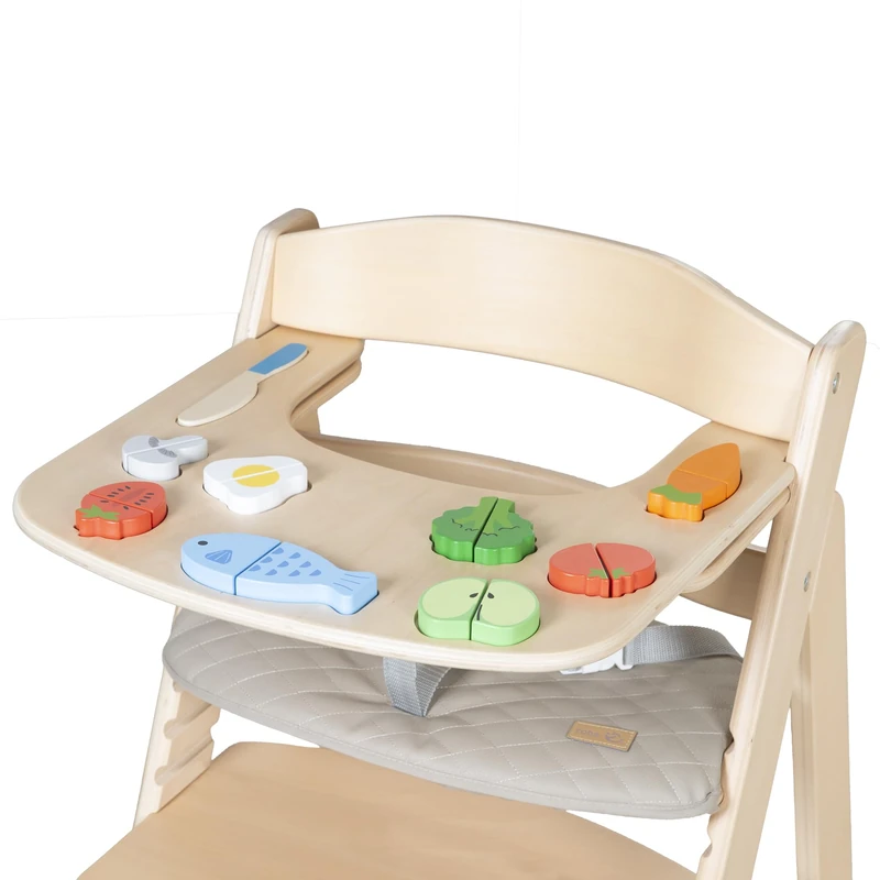 roba Eating Tray with Play Elements - Suitable for High Chair Sit Up Flex - Includes 9 Play Elements - from 6 Months - Natural Wood