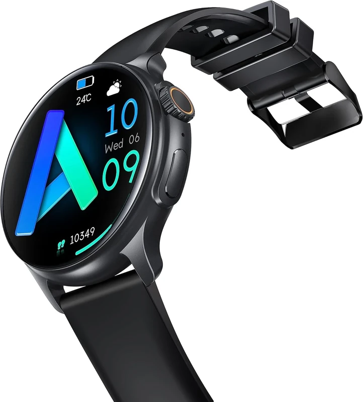 Emporia Watch Joy Smart Watch for Men & Women, Fitness Watch, Sports Watch, Seniors Health Watch, Phone Function, Bluetooth, Alarm Clock, Black - Image 1