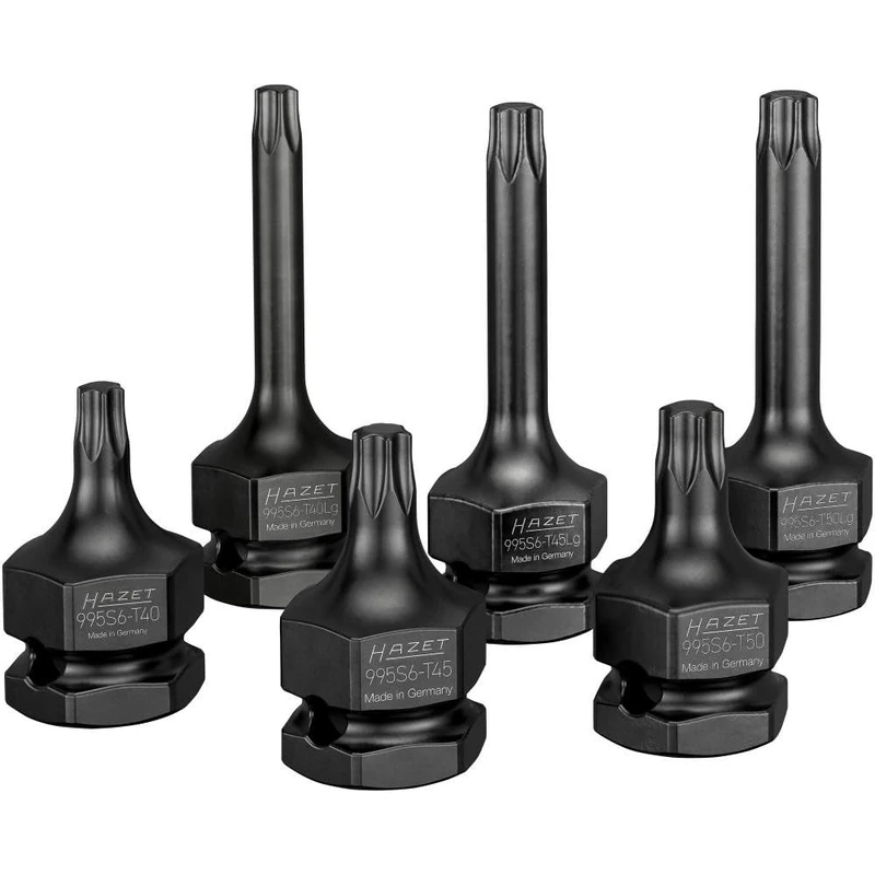 HAZET 1/2 Inch Impact and Machine Screwdriver Set 995S6/6, Inner Torx T40, T45, T50, 24 mm External Hexagon, for Commercial Vehicles, for Chassis and Brake Systems - Image 1