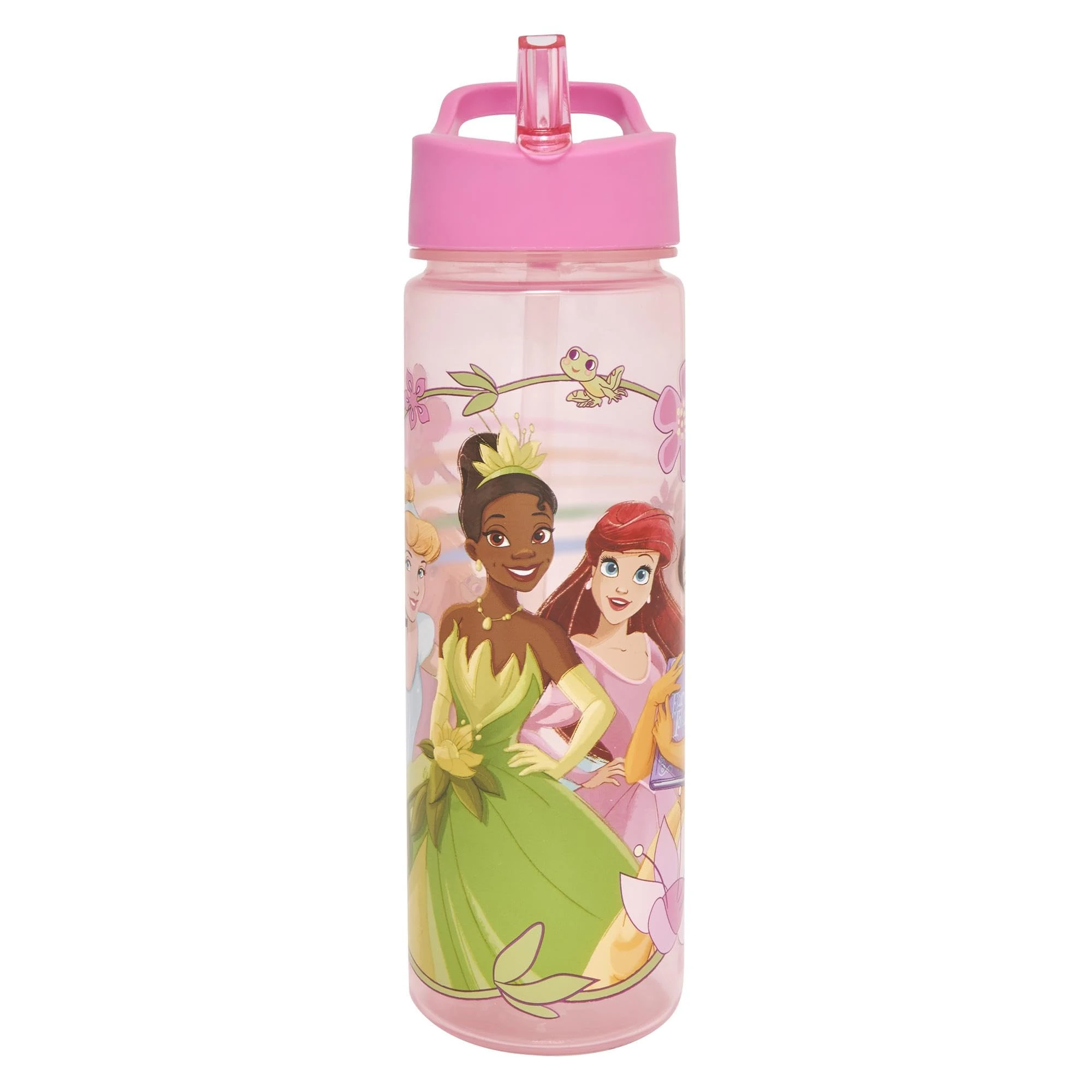 Disney Princess Kids 600ml PP Water Bottles for Girls by Polar Gear Princess Gifts - BPA-Free with Straw - Leakproof