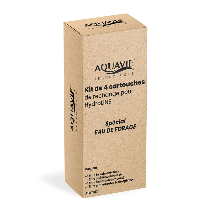 Aquavie Technologie - Kit of 4 Replacement Cartridges for HydroLINE Water Purification System - Special Drilling Water