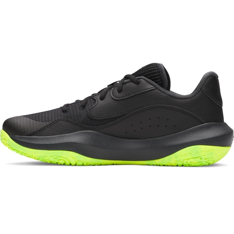 Under Armour Unisex Lockdown 7 Low, Breathable and Lightweight Basketball Shoes, Basketball Trainers with EVA Midsole and Traction,Black / Black / Metallic Black,9.5