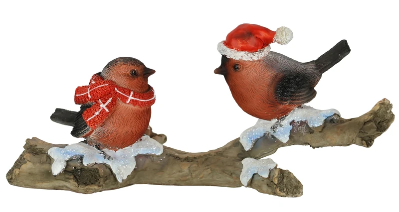 Animal Figurine Birds on Tree Trunk 10 x 23 x 8 cm Statue Autumn Decoration Winter Decoration Christmas Decoration Advent Wreath Accessories Wreath Decoration Bird Figure Branch Bird Statue Sculpture - Image 1