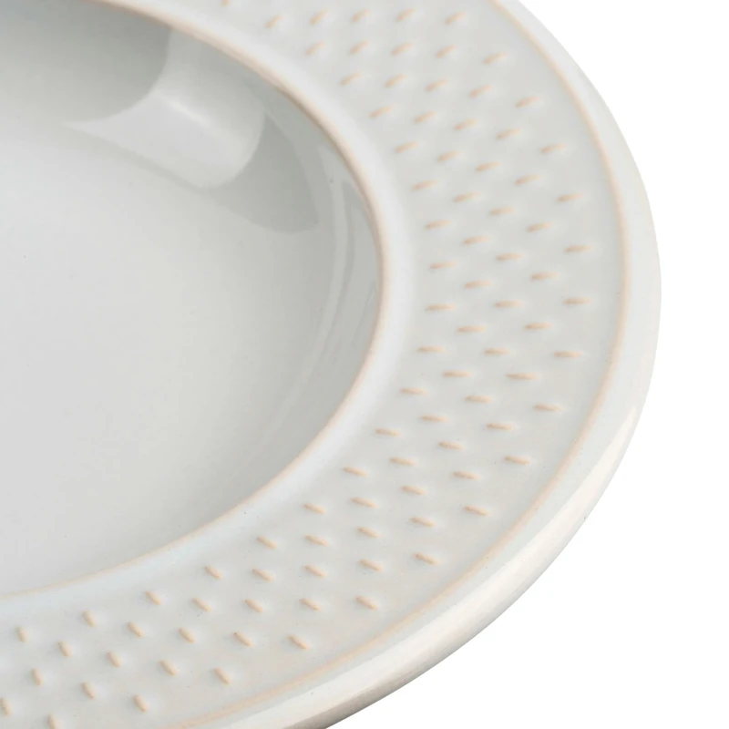 Genevieve Lethu 545286 Set of 6 Soup Plates Rice Grain Design White Earthenware Diameter 22.5 cm - Image 1