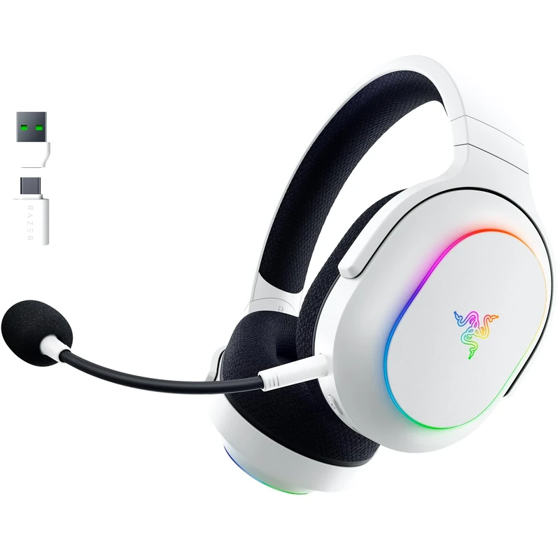 Razer Barracuda X Chroma - Wireless Multi-Platform Gaming Headset with 6 Zone Chroma RGB (SmartSwitch Hyperspeed & Bluetooth, 40mm Drivers, Detachable HyperClear Cardioid Mic) White