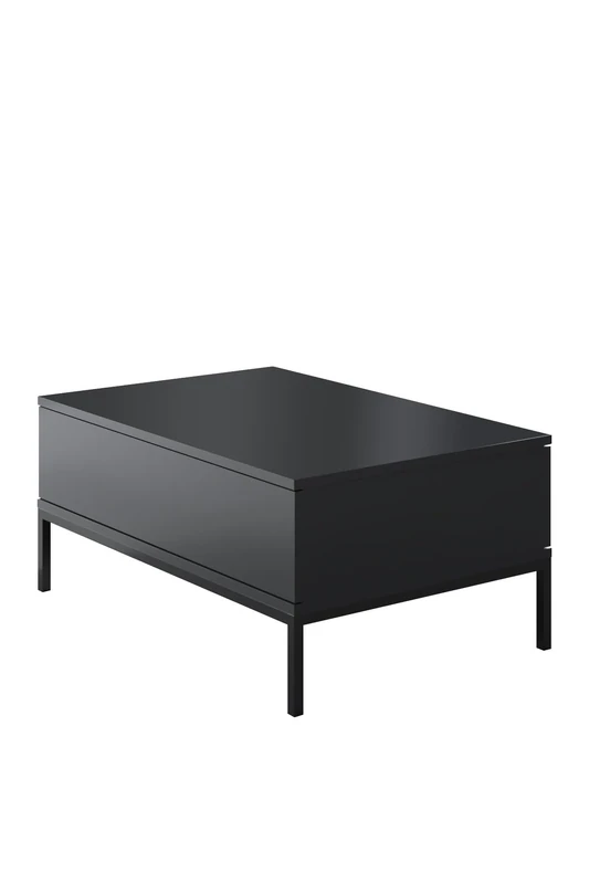 Hanah Home Woody Fashion Modern Coffee Table in Charcoal Black