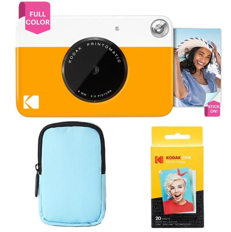 KODAK Printomatic Instant Print Camera Bundle - Yellow