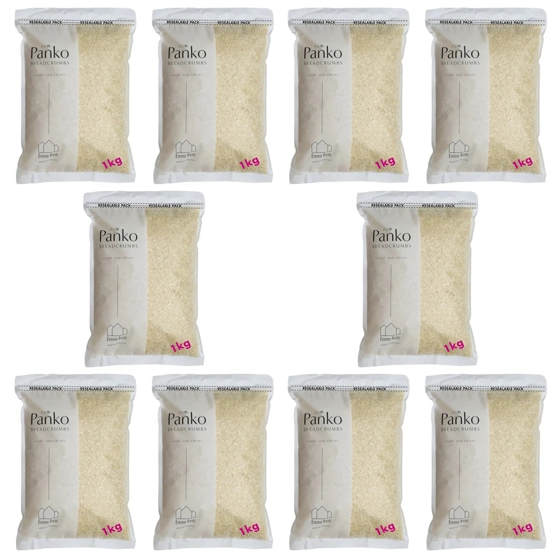 Emma Basic – Panko Breadcrumbs 10 mm Super Premium 10 * 1 kg bag | Long needle shape | Less oily | Extra crispy | Japanese style