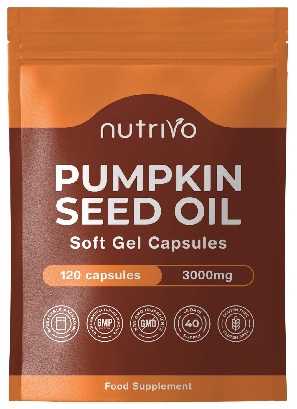 Pumpkin Seed Oil Capsules 1000mg (3000mg per 3 Soft Gel Serving) | 120 Capsules | Cold Pressed | Pumpkin Seed Oil for Hair, Prostate and Bladder | UK Made