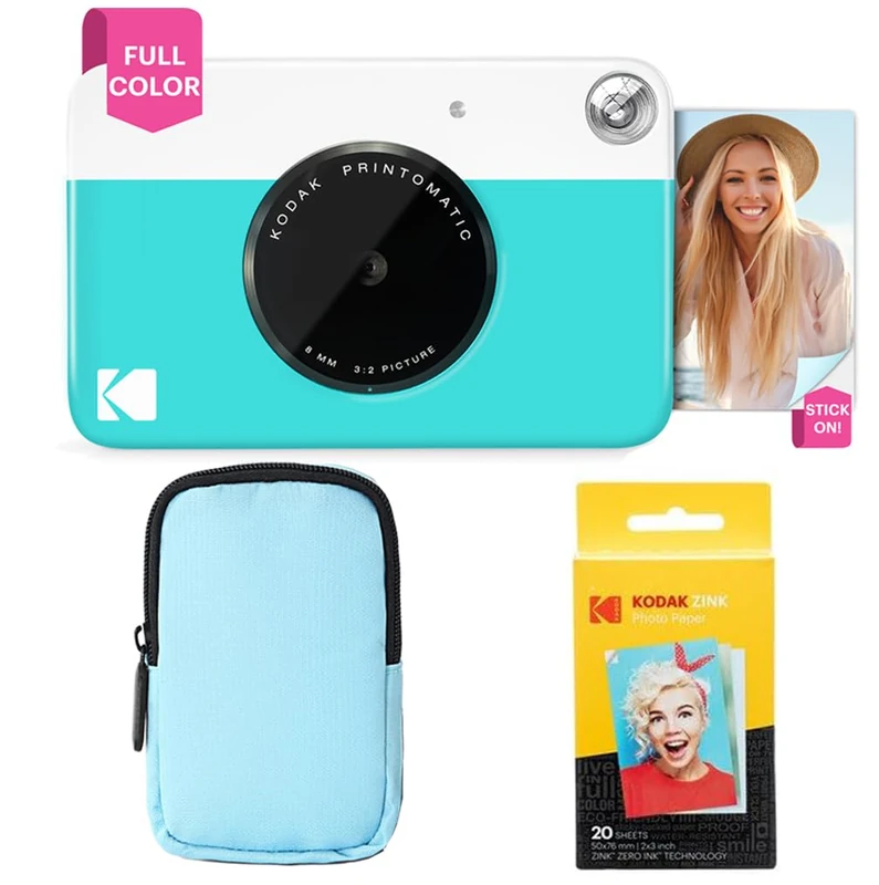 KODAK Printomatic Instant Print Camera Bundle - Blue