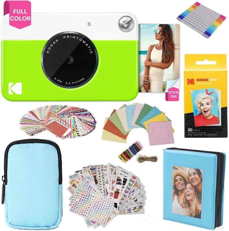 KODAK Printomatic Instant Camera Gift Bundle - Green