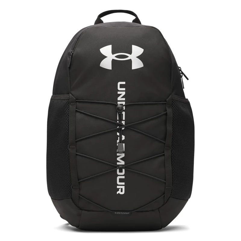 Under Armour Unisex Hustle Sport 6.0 Backpack, Water-Repellent Gym Backpack for Sports and Athletics, Sports Bag with Durable Coated Bottom,Black/Black/Metallic Silver,OSFM