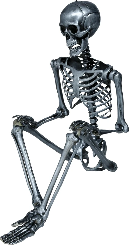 FIESTAS GUIRCA | Silver Skeleton (160 cm) - Halloween Decoration for Parties and Celebrations - Ideal for Spooky Environments and Skull and Skeleton Themes - Silver