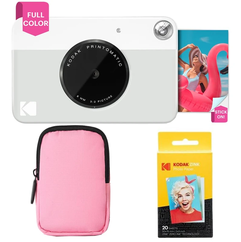 KODAK Printomatic Instant Print Camera Bundle - Grey