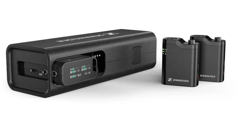 Sennheiser PROFILE WIRELESS 2-Channel All-In-One 2.4 GHz Clip-On & Handheld Microphone System | Includes Receiver, 32-bit float feature, 2 Clip-On Microphones, Charging Bar & Interview Mic (700266) - Image 1