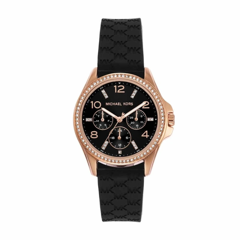 Michael Kors Pilot Watch for Women, Quartz Multifunctional Movement with Silicon Strap