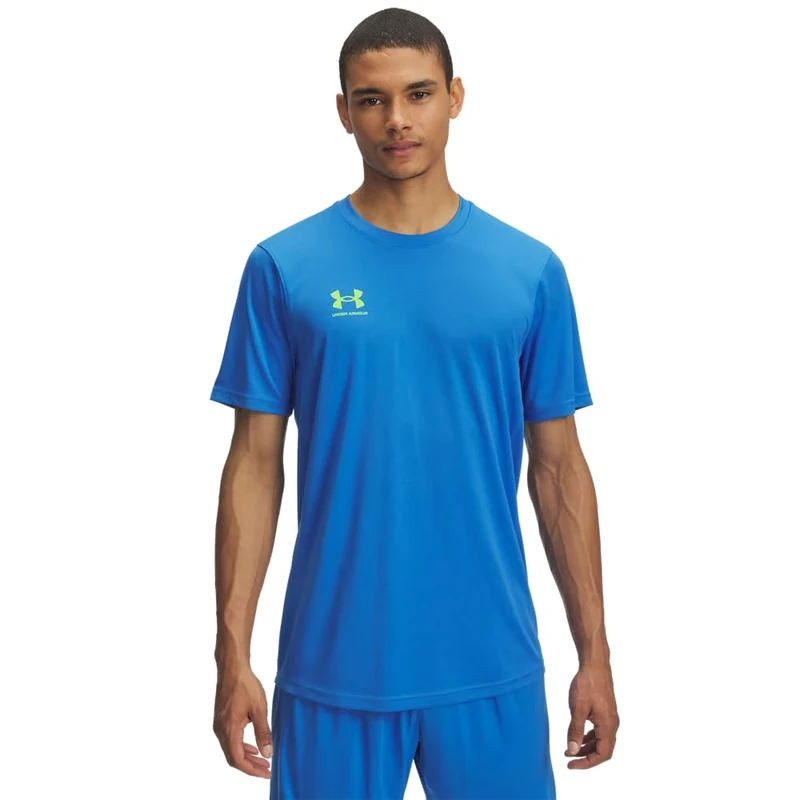 Under Armour Men's Challenger Train Short Sleeve, Lightweight and Quick-Drying Sports Top, Men's T-Shirt for Training, Gym and Casual Wear,Blue Atlantis / / High Vis Yellow,SM