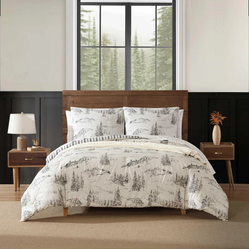 Eddie Bauer - King Duvet Cover Set, Super Soft Bedding with Matching Sham(s), Bedding Set, Oeko-Tex Certified (Rocky Mountain Cabin Grey, King)