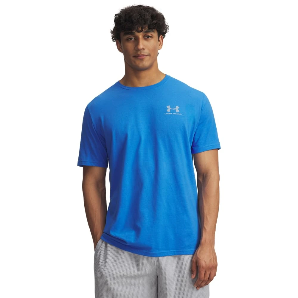 Under Armour Men's Sportstyle Left Chest Short Sleeve, Soft and Comfortable Men's T-Shirt with Logo Design, Lightweight and Fast-Drying Sportswear,Blue Atlantis / / Blue Calm,XL