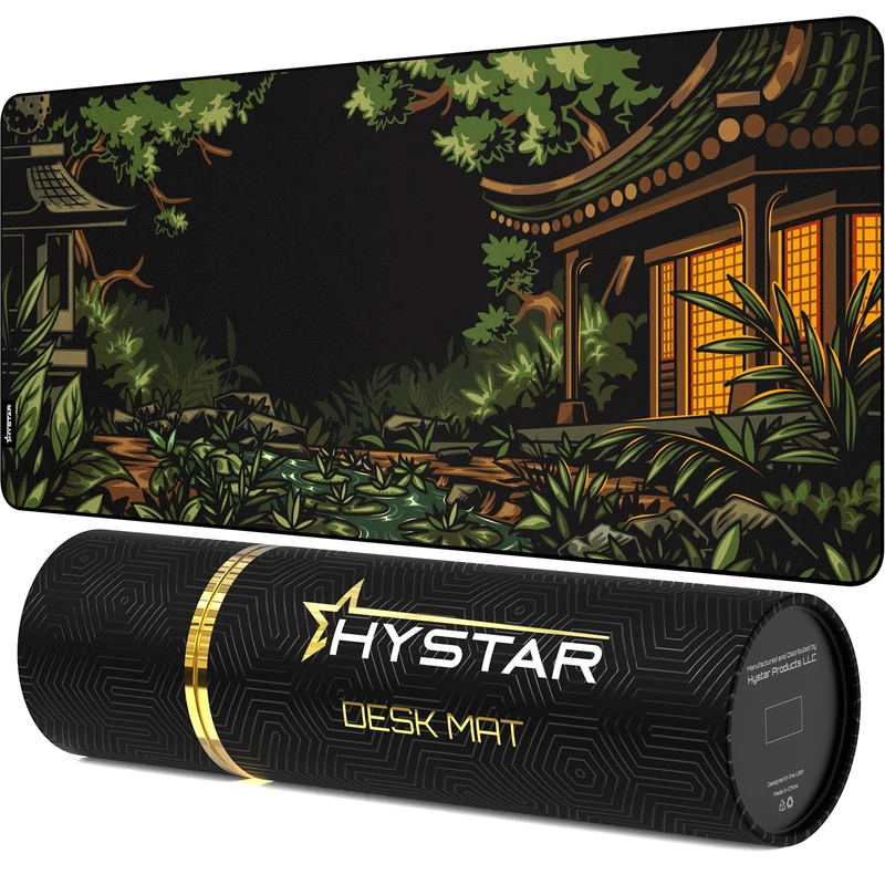 Hystar® Extended Gaming Mouse Pad | 5mm Thick, Waterproof Surface, Smooth Polyester Fabric, and Natural Rubber Base | Midori (XXL 36" x 16") - Image 1