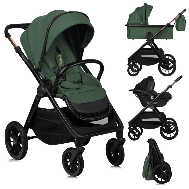 Lionelo Layla 3-in-1 Travel System Pushchair with Carrycot & Astrid i-Size Car Seat | Birth to 22 kg | All-Terrain Wheels, One-Hand Fold, UPF50+ Canopy, Full Accessory Set - Image 1