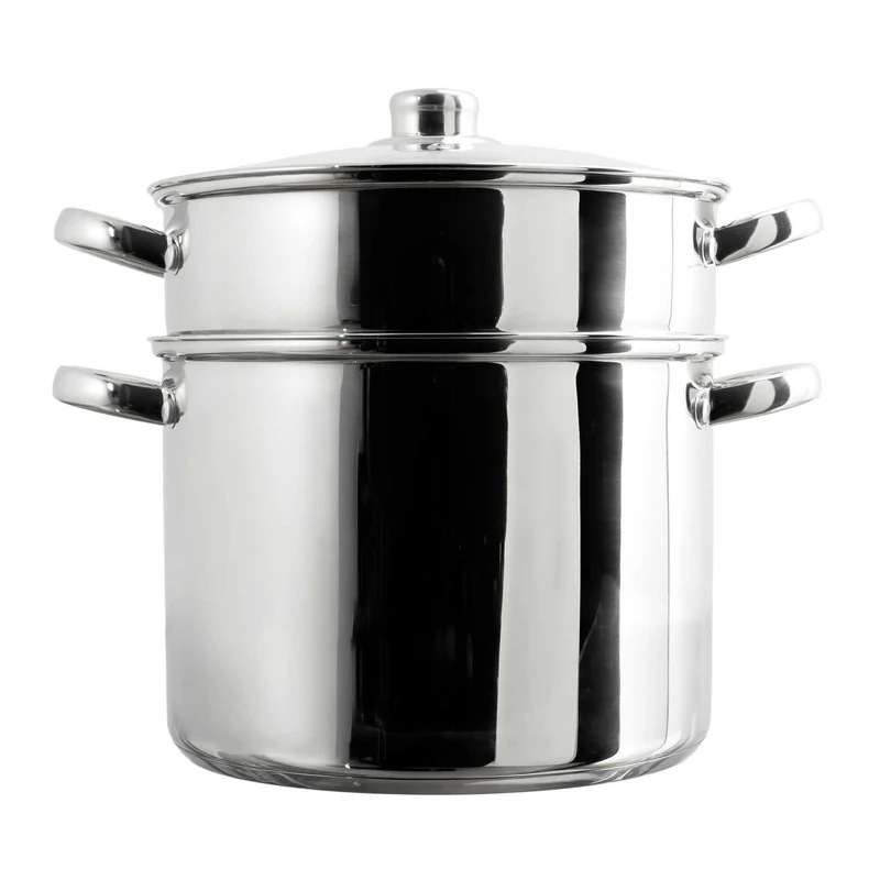 Cook Concept, KC0006, Metal Couscous Maker with Glass Lid, Capacity 8L, Compatible with All Cookers, Optimal Cooking, Functional Design, Perfect for Various Dishes, Silver 8L Silver
