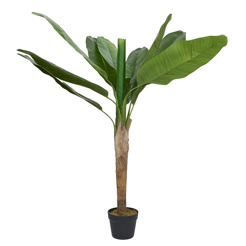 HOME DECO FACTORY, HD0455 Artificial Plant Tropical Indoor Decoration, Leaves, Central Element for Living Room or Office, Easy Care-Green 120 cm, Plastic-PE, Banana Tree, 50x50 cm
