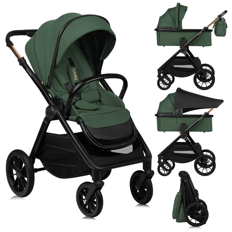 Lionelo Layla 2-in-1 Travel System Pushchair & Carrycot | Pram from Birth to 22 kg (0-4 Years) | All-Terrain Wheels with Suspension | Reversible Seat, One-Hand Fold, UPF50+ Canopy, Ventilated Mattress