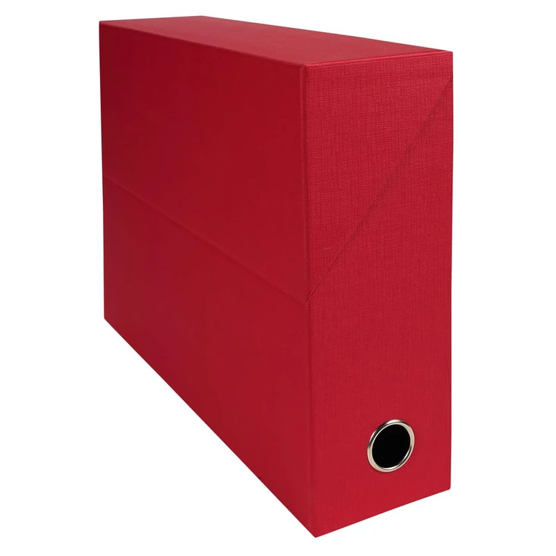 EXACOMPTA - Ref 89525E - 5 x transfer boxes made of canvas paper - 90 mm spine - With metal eyelet - For A4 size - Dimensions 25.5 x 34 x 9 cm - red - delivered fully assembled