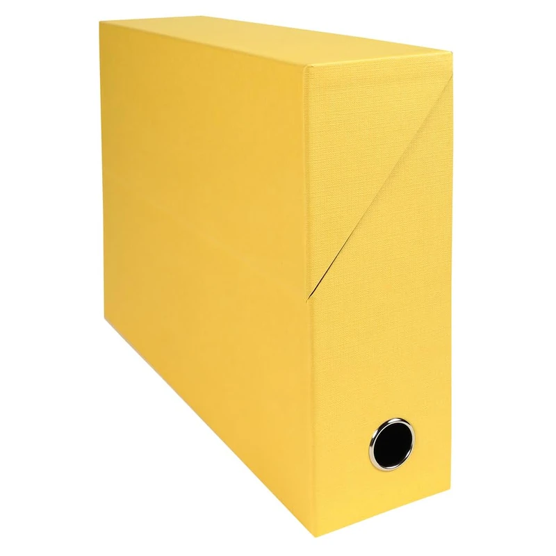 EXACOMPTA - Ref 89529E - 5 x transfer boxes made of canvas paper - 90 mm spine - with metal eyelet - For A4 size - Dimensions 25.5 x 34 x 9 cm - yellow - delivered fully assembled