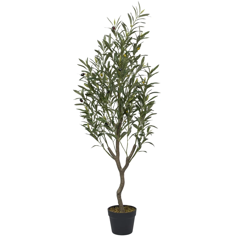 HOME DECO FACTORY, HD0454 Artificial Olivier Plant 120 cm - Realistic Interior Decoration, Maintenance Free, Ideal for Living Rooms and Offices, Modern or Rustic Style - Green - Image 1