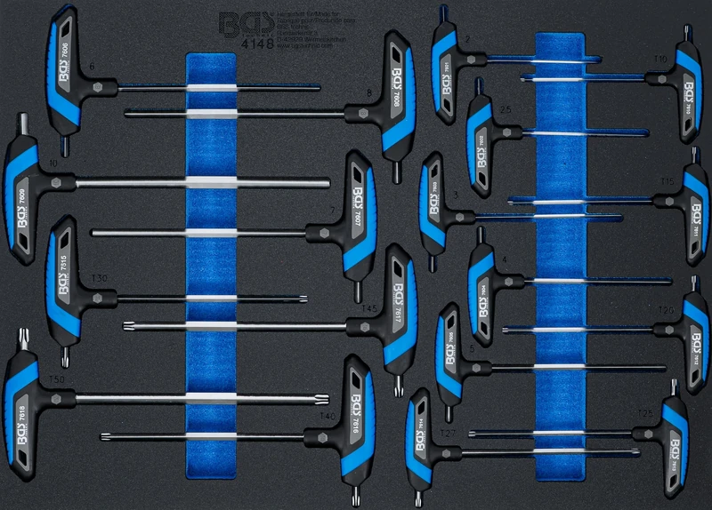 BGS 4148 | Tool Tray 3/3: Screwdriver Set with T-Handle | internal Hexagon, T-Star (for Torx) | 18 pcs. - Image 1