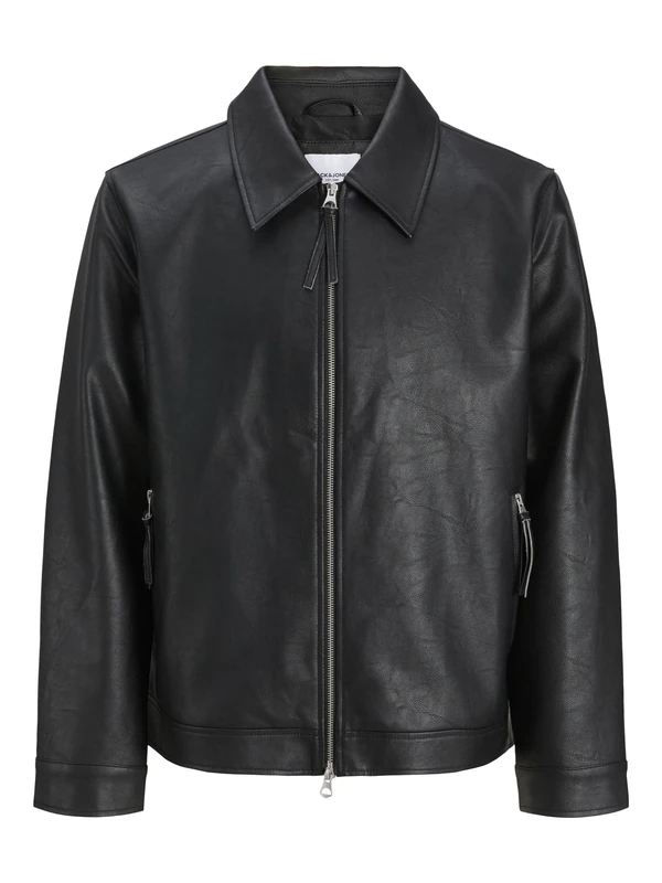 JACK & JONES Male Faux Leather Jacket, Black, L