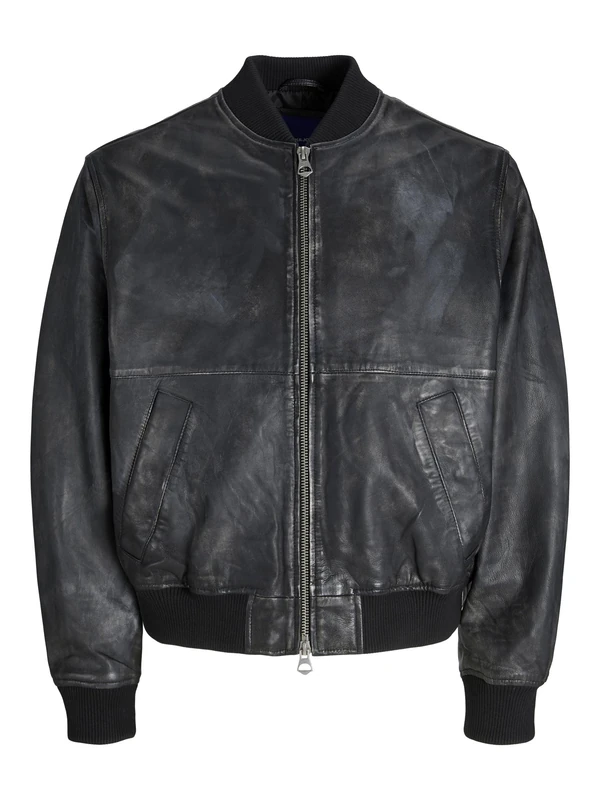 JACK & JONES Men's Jorleather Bomber JKT Styd Aw24, Black, S, Black, S