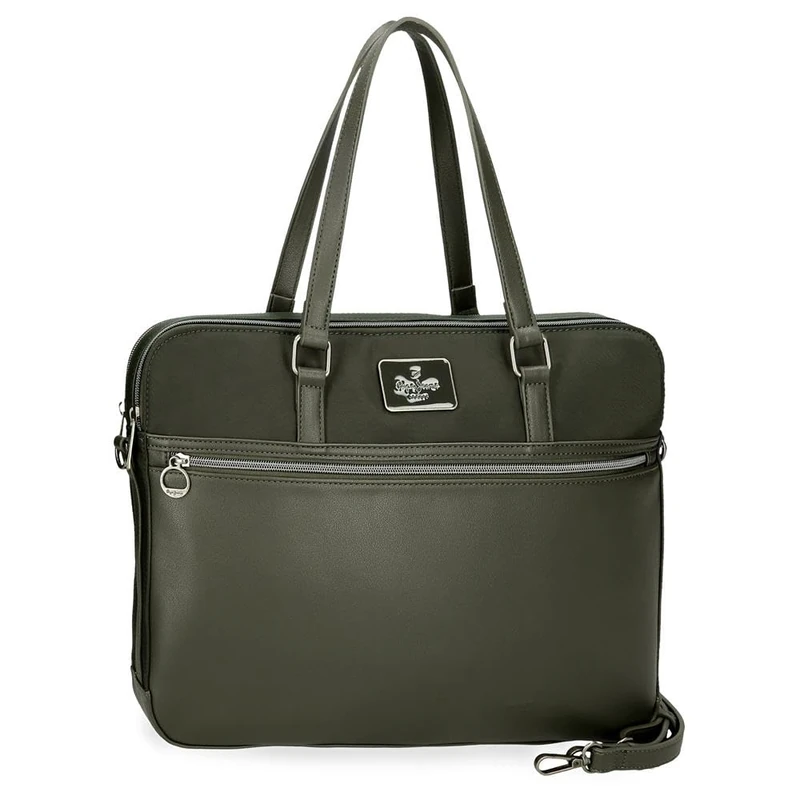 Pepe Jeans Christine Laptop Briefcase Green 40x30x5cm Polyester with Faux Leather Details by Joumma Bags, green, One Size, Laptop Briefcase - Image 1