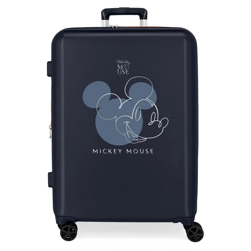 Joumma Disney Mickey Outline Suitcase Medium Blue 48 x 70 x 28 cm Rigid 4 kg TSA Lock ABS 4 kg 79L, Blue, One Size, Medium Suitcase