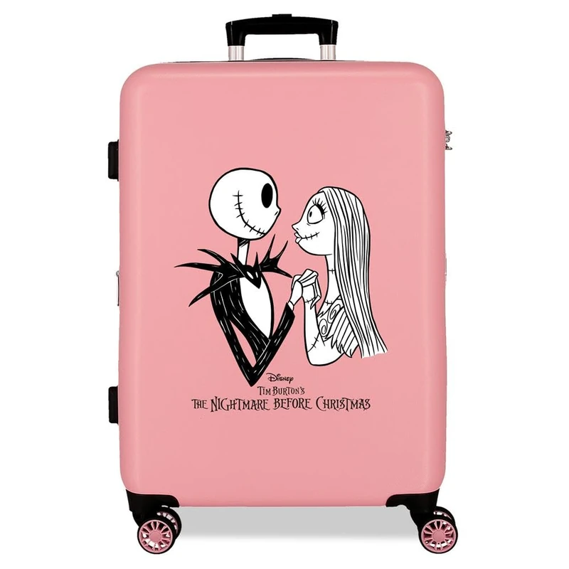 Joumma Disney Nightmare Medium Suitcase Pink 48x68x26 cm Rigid 3 kg Combination Lock Side ABS 3 kg 56L, Pink, One Size, Medium Suitcase