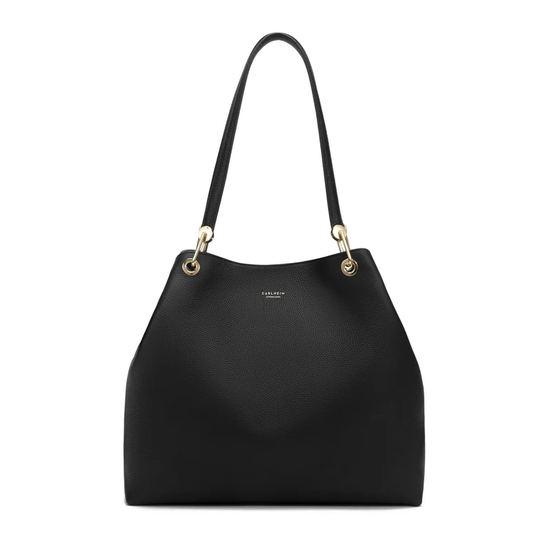 Carlheim, Skagen Genuine Leather Collection, Stella Genuine Leather Handbag (Black), Black, Medium
