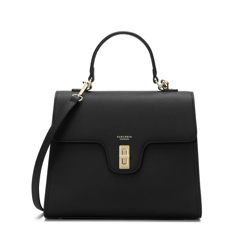 Carlheim Women's Estelle Leather Handbag (Black) Sling Bag, Medium