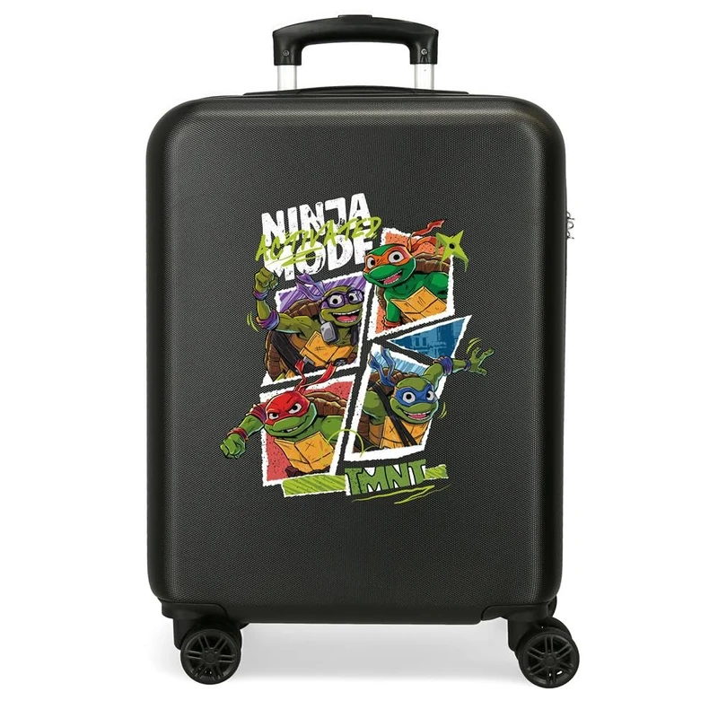 Joumma Ninja turtles Cabin Suitcase Black 38 x 55 x 20 cm Rigid 2 kg Combination Lock Side ABS 2 kg 35L Hand Luggage, Black/White, One Size, Cabin Suitcase - Image 1