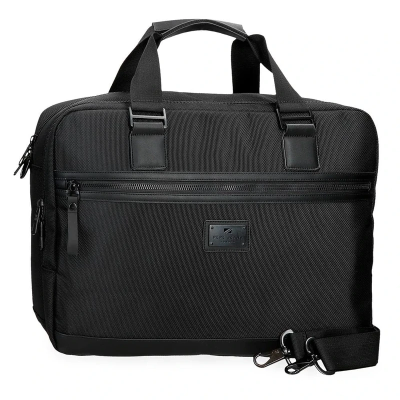 Pepe Jeans Blackmore Carteron Laptop 15.6 Inch Black 40x30x11cm Polyester with Faux Leather Details 13.2L by Joumma Bags, Black/White, One Size, Carteron for Laptop