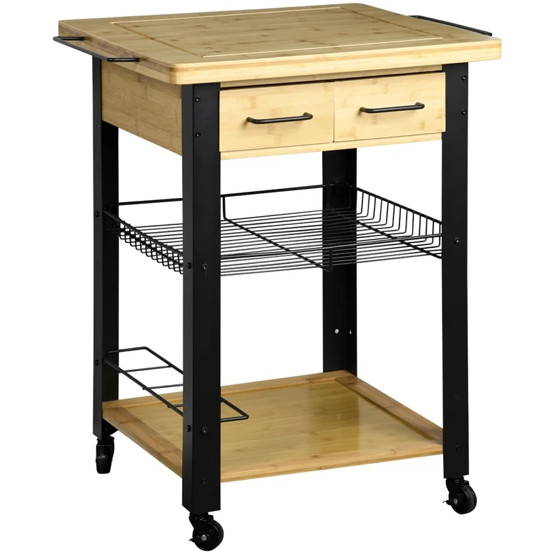 Kesper Kitchen trolley, material: FSC-certified fibreboard, dimensions: W: 71 x H: 88 x D: 60 cm, colour: natural/black, 25891 13
