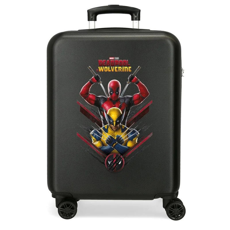 Joumma Marvel Deadpool & Wolverine Cabin Suitcase Black 38 x 55 x 20 cm Rigid 2 kg Combination Lock Side ABS 2 kg 34 L Hand Luggage, Black/White, One Size, Cabin Suitcase