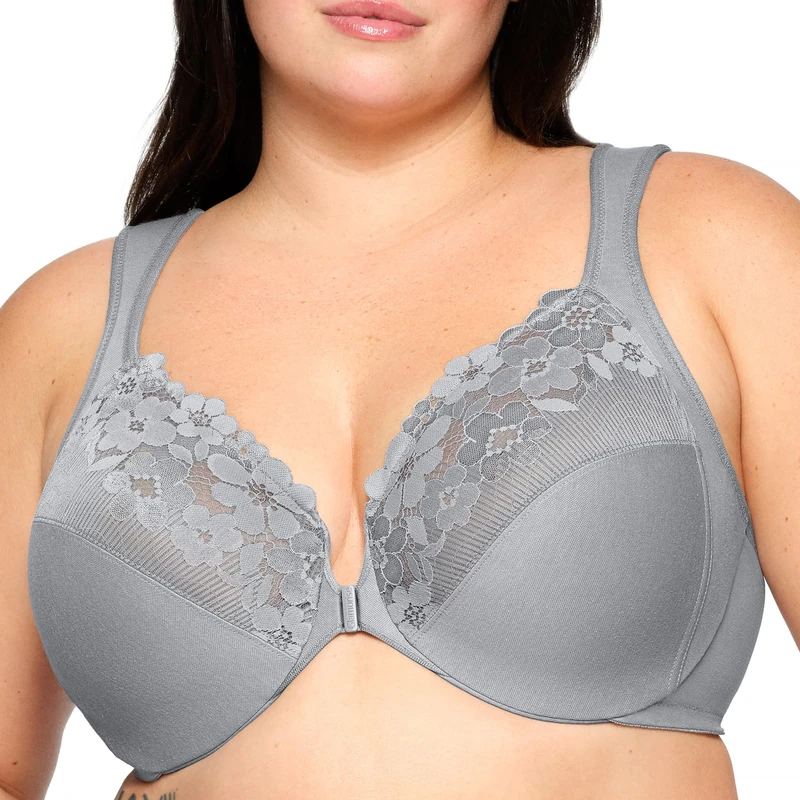 Glamorise Front-Closure Cotton Wonderwire Underwire Bra 1241 (Women's & Women's Plus) Silver