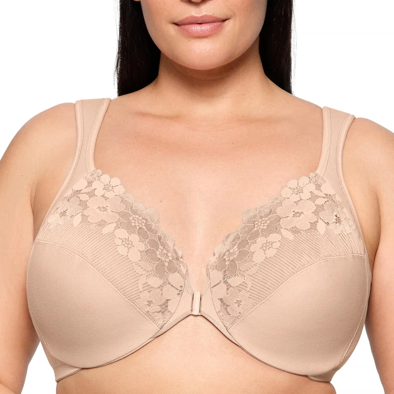 Glamorise Front-Closure Cotton Wonderwire Underwire Bra 1241 (Women's & Women's Plus)